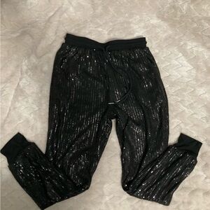 Saints & Hearts Black Sequin Jogger Pants Small